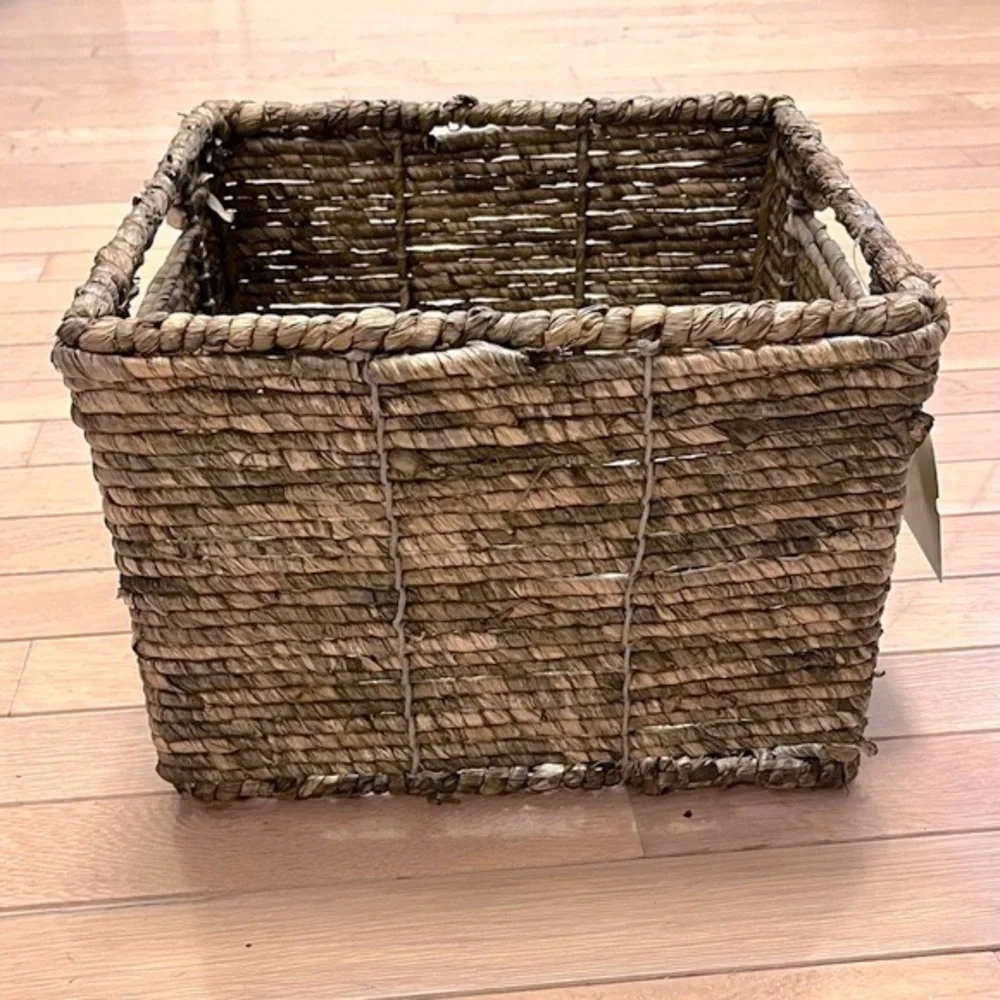 Woven Seagrass Maize Medium Storage Basket with Handles - Brown